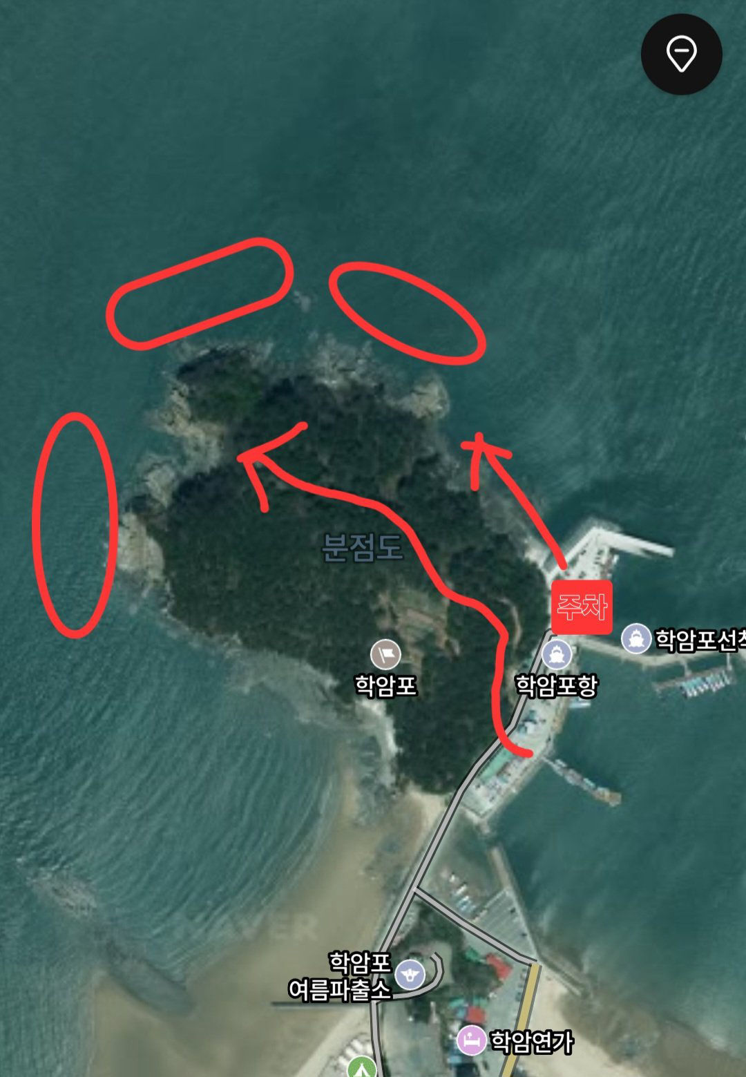 학암포 분점도 진입 위치 지도