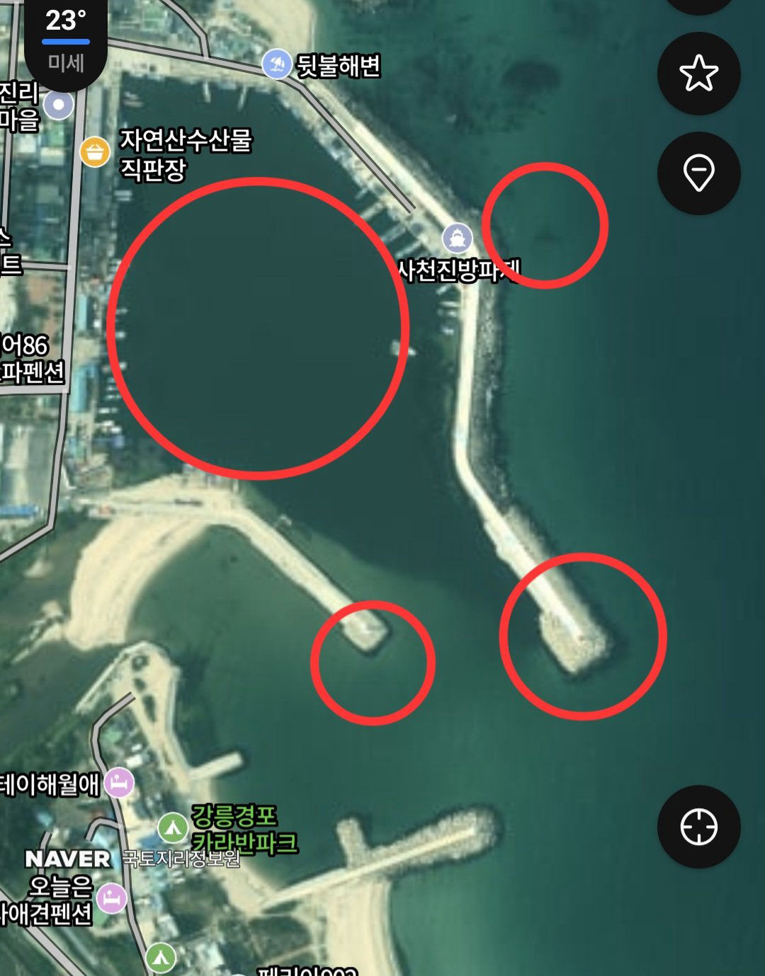 사천진항 진입 위치 지도