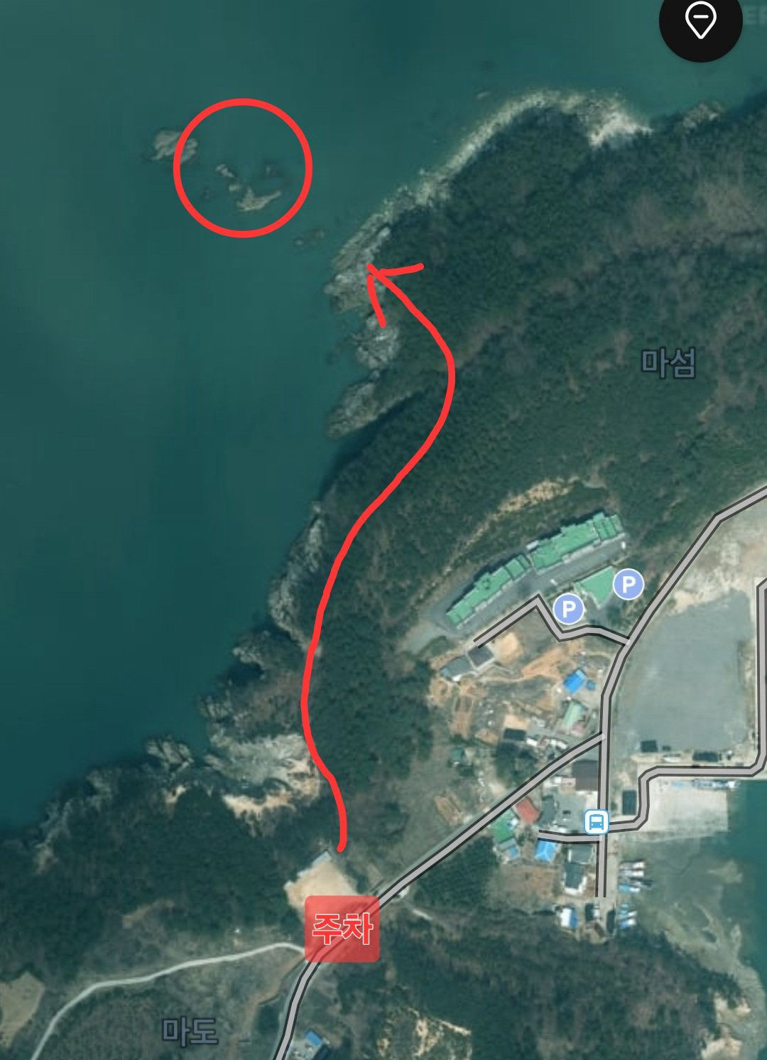 마도 간출여 진입 위치 지도