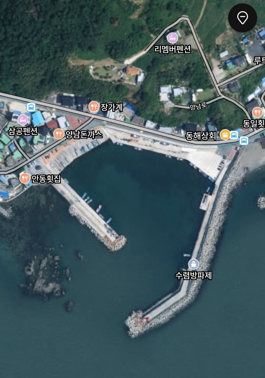 수렴방파제 진입 위치 지도