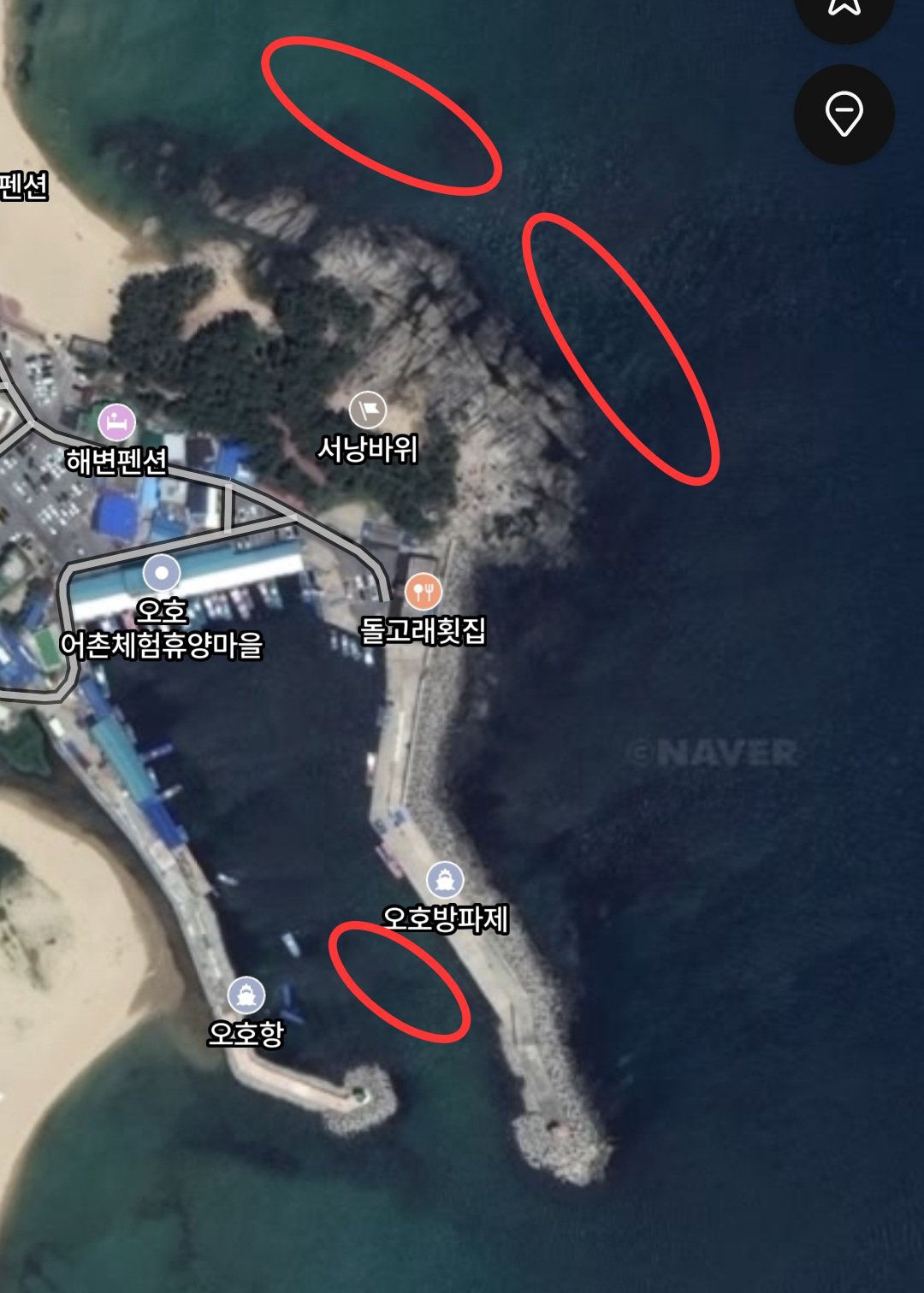 서낭바위 진입 위치 지도