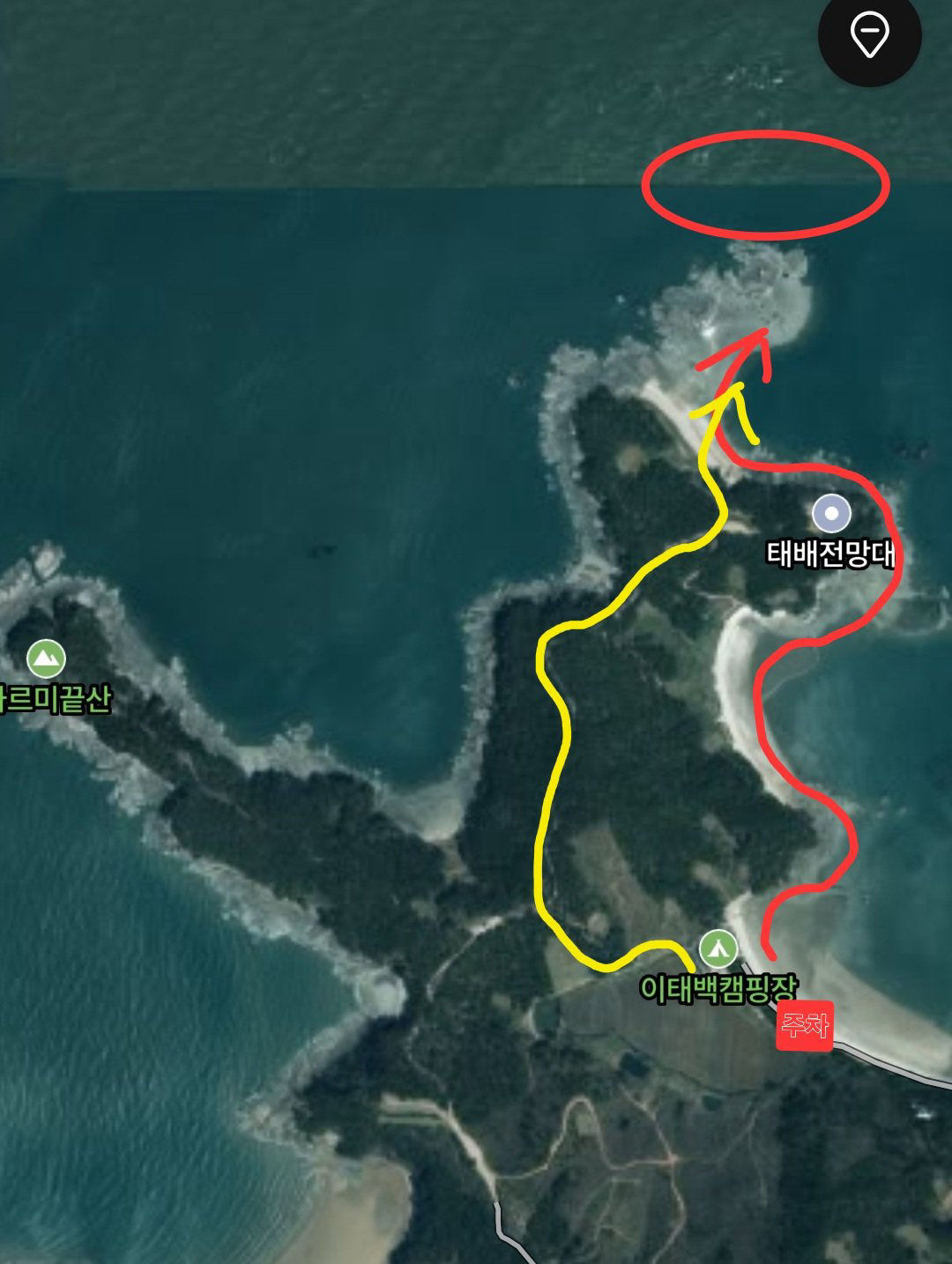 태배전망대 진입 위치 지도